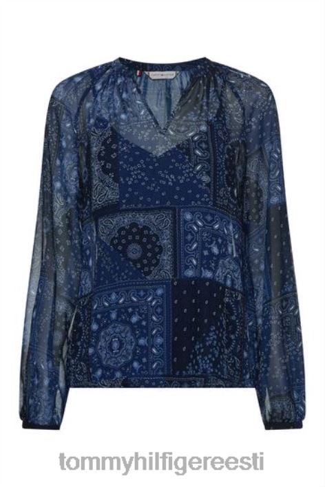 paisley v-kaelusega pluus RJV623348 sinine Tommy Hilfiger