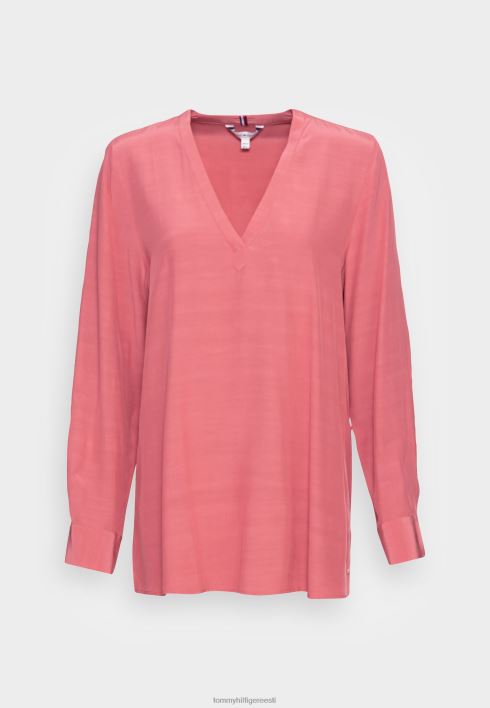 soliidne v kaelusega pluus pluus RJV624255 inglise roosa Tommy Hilfiger