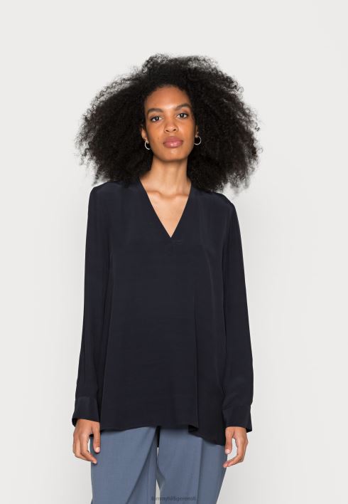 soliidne v kaelusega pluus pluus RJV627219 kõrbe taevas Tommy Hilfiger