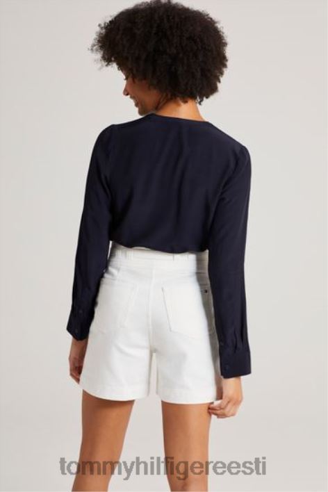 viskoosist v-kaelusega pluus RJV623111 sinine Tommy Hilfiger