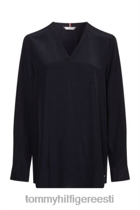 viskoosist v-kaelusega pluus RJV623111 sinine Tommy Hilfiger