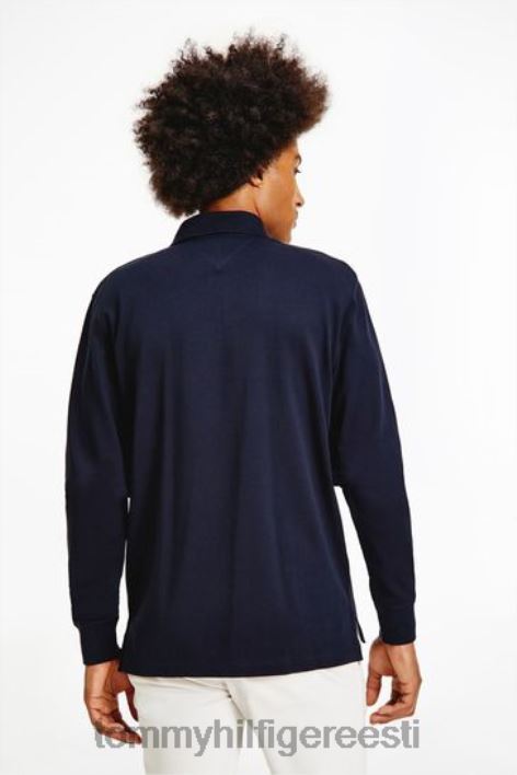 1985. aasta pikkade varrukatega polosärk RJV623255 sinine Tommy Hilfiger