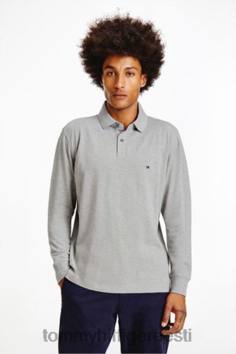 1985. aasta pikkade varrukatega polosärk RJV623659 hall Tommy Hilfiger