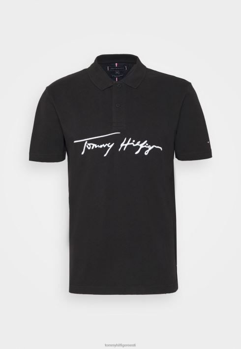 allkirjaga paksu logoga tavaline polosärk RJV628073 must Tommy Hilfiger