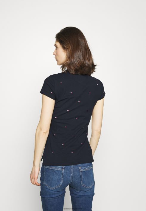 felicia õhuke tikandiga polosärk RJV627675 sinine Tommy Hilfiger