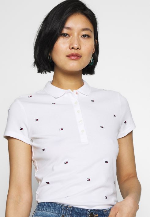 felicia õhuke tikandiga polosärk RJV627884 valge Tommy Hilfiger