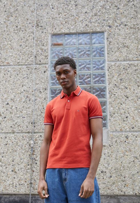 õhuke polosärk RJV627641 kinaveri punane Tommy Hilfiger