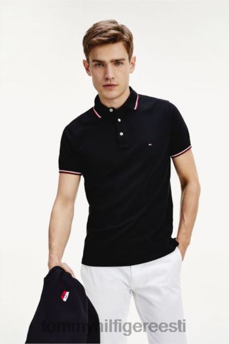 valge otstega õhuke polosärk RJV623120 must Tommy Hilfiger