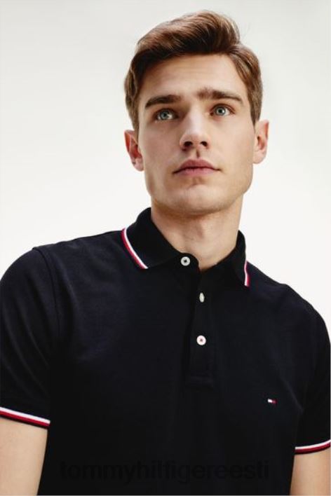 valge otstega õhuke polosärk RJV623120 must Tommy Hilfiger