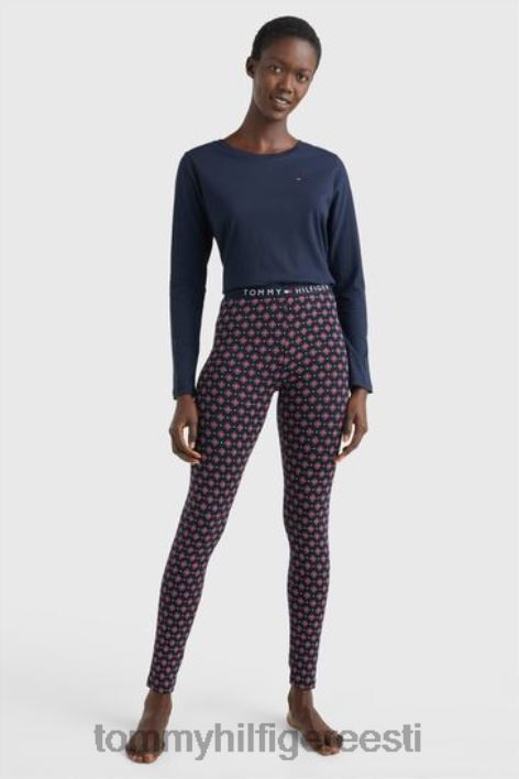 pikkade varrukatega ja sääristega magamiskomplekt RJV623665 sinine Tommy Hilfiger