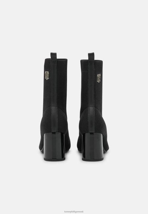 logoga kõrge kontsaga sokisaabas klassikalised poolsaapad RJV623916 must Tommy Hilfiger