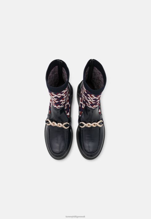 monogramm bootie klassikalised poolsaapad RJV625730 kõrbe taevas Tommy Hilfiger