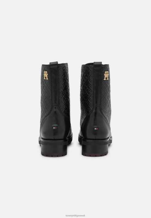 monogramm saapad nööriga poolsaapad RJV624730 must Tommy Hilfiger