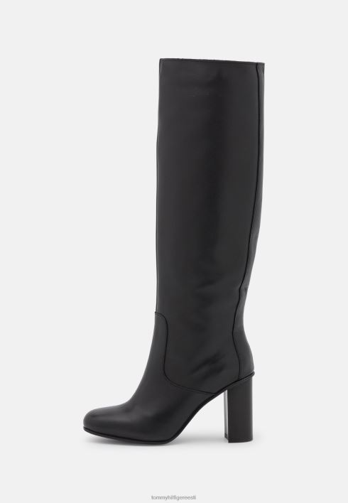 ruudukujulised kõrge kontsaga saapad RJV628397 must Tommy Hilfiger