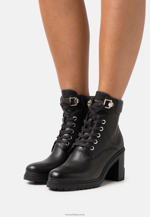 õuesaapad kõrge kontsaga poolsaapad RJV624997 must Tommy Hilfiger