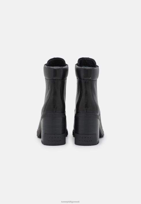 õuesaapad kõrge kontsaga poolsaapad RJV624997 must Tommy Hilfiger