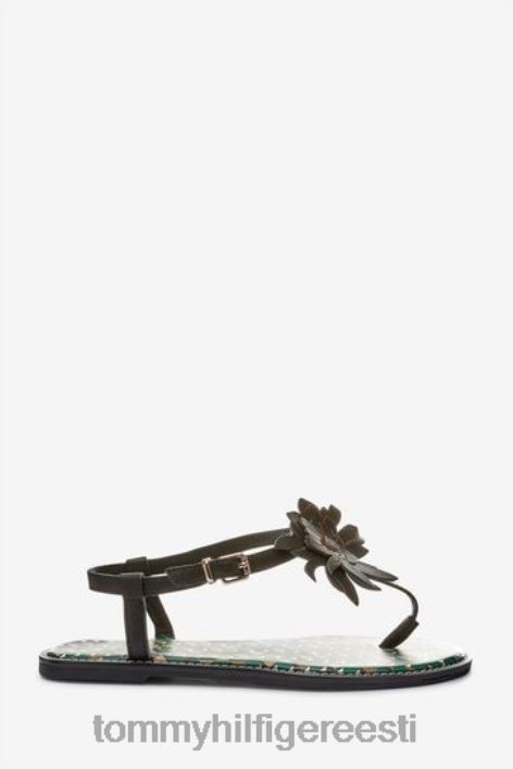 nahast lillelised monogrammid lamedad sandaalid RJV623314 must Tommy Hilfiger