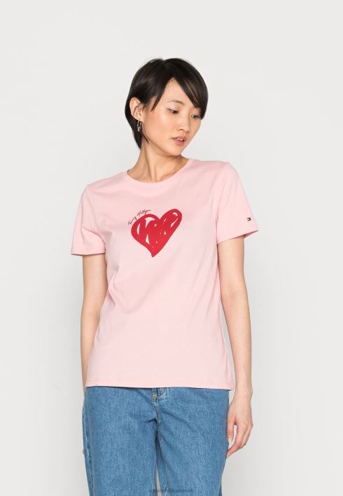 abo maalitud südamega c-kaelusega t-särk RJV628014 liustiku roosa Tommy Hilfiger