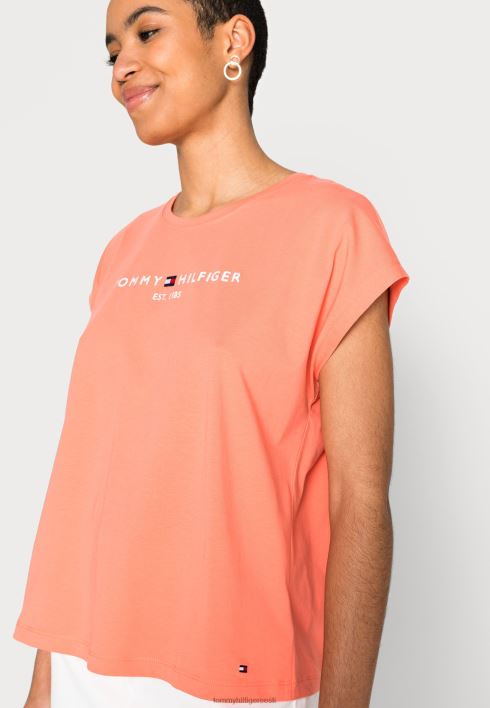 avatud teekorgiga trükiga T-särk RJV624706 koralliõis Tommy Hilfiger