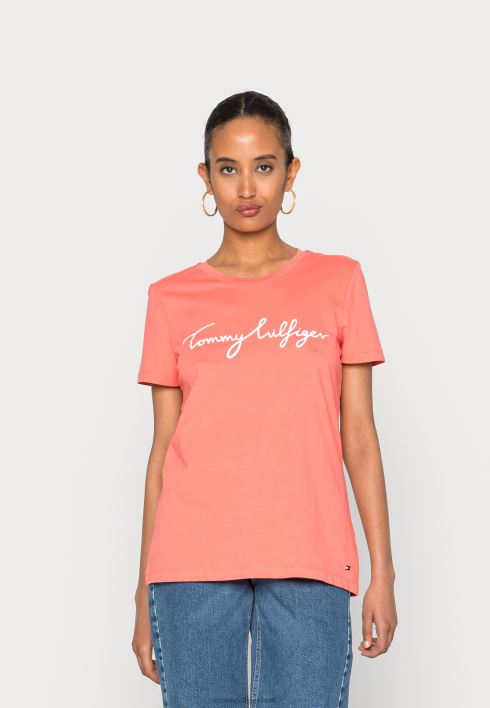 graafilise kaelusega t-särk RJV627676 kristallkorall Tommy Hilfiger