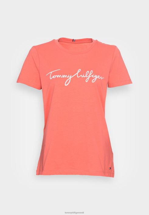graafilise kaelusega t-särk RJV627676 kristallkorall Tommy Hilfiger