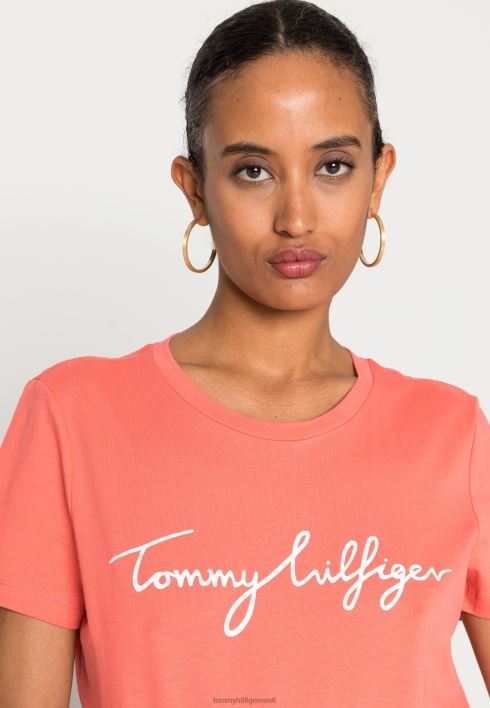graafilise kaelusega t-särk RJV627676 kristallkorall Tommy Hilfiger