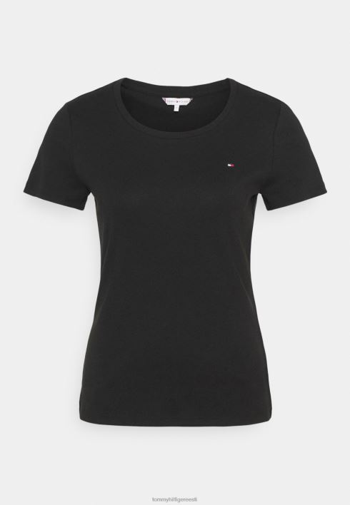 õhuke ümarkaelusega põhit-särk RJV627497 must Tommy Hilfiger