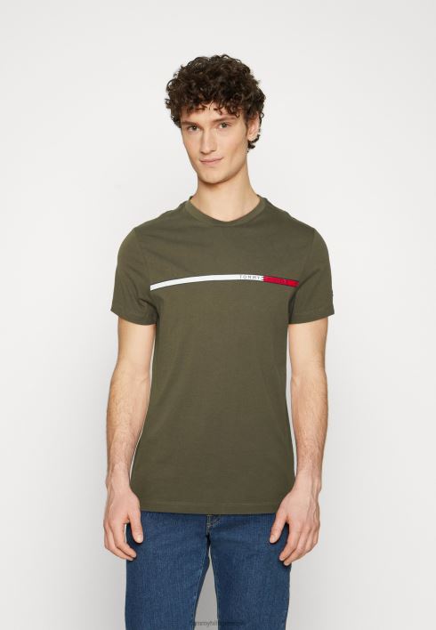 kahetooniline rinnakorviga T-särk RJV624876 armee roheline Tommy Hilfiger