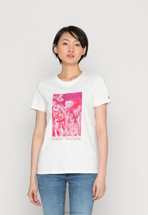 logo kaelusega t-särk RJV627316 ecru/bukettkarbi graafika Tommy Hilfiger