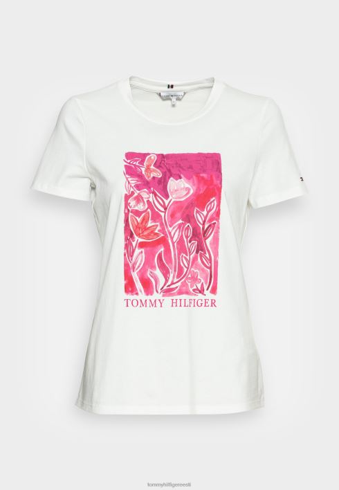 logo kaelusega t-särk RJV627316 ecru/bukettkarbi graafika Tommy Hilfiger
