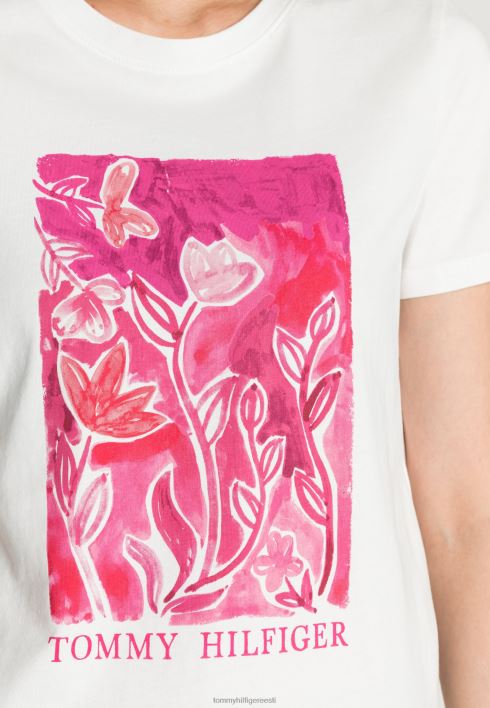 logo kaelusega t-särk RJV627316 ecru/bukettkarbi graafika Tommy Hilfiger