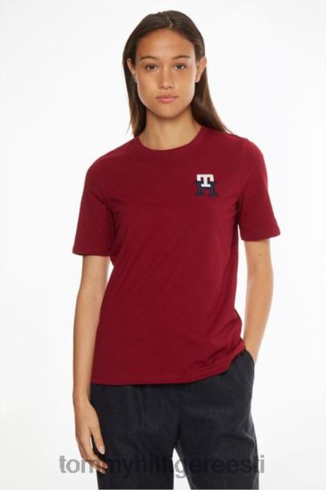 monogrammiga tikitud T-särk RJV623694 punane Tommy Hilfiger