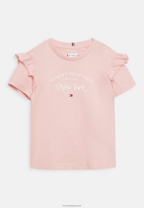 skriptiga volangiga t-särk RJV625105 roosa varjund Tommy Hilfiger