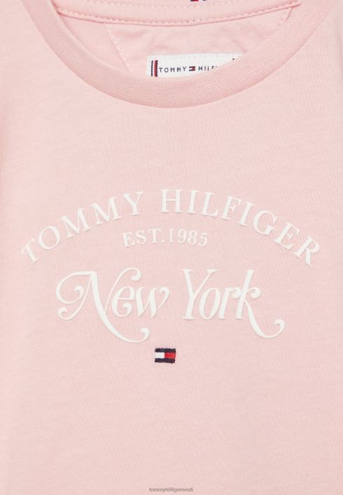skriptiga volangiga t-särk RJV625105 roosa varjund Tommy Hilfiger
