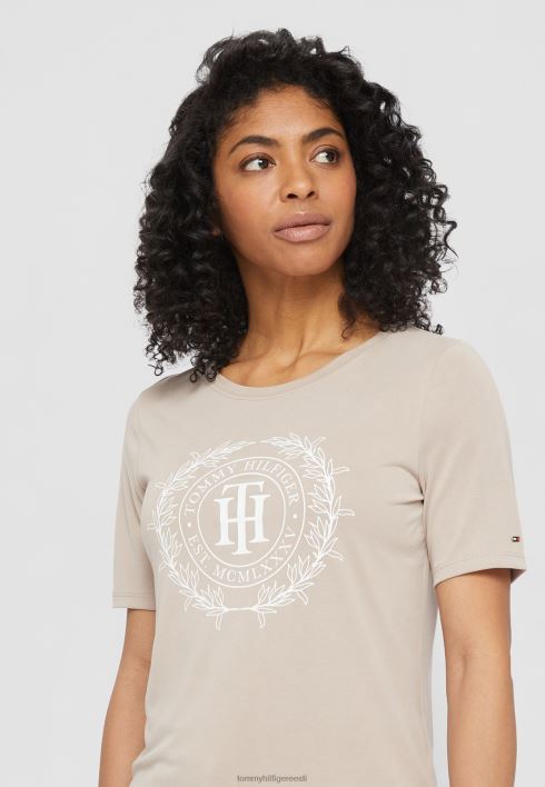 tavaline harjaga avatud t-särk RJV628051 beež Tommy Hilfiger