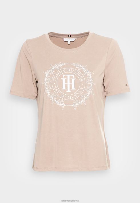 tavaline harjaga avatud t-särk RJV628051 beež Tommy Hilfiger