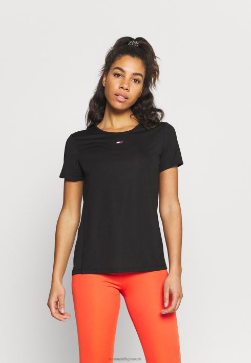 tavalisest kangast segust t-spordisärk RJV628287 must Tommy Hilfiger