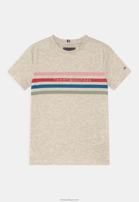 trükitud triibuga t-särk RJV627588 ekru Tommy Hilfiger