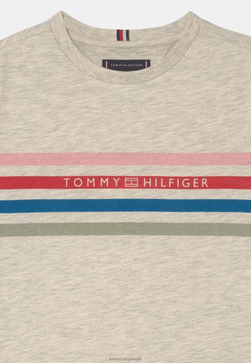 trükitud triibuga t-särk RJV627588 ekru Tommy Hilfiger