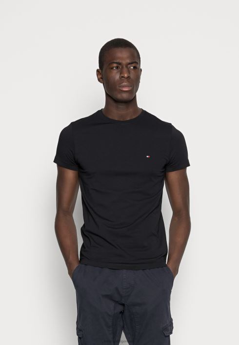 uus C-kaelusega stretš t-särk RJV624004 lipp must Tommy Hilfiger