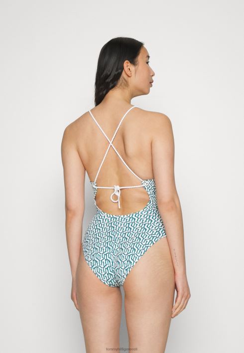 ühes tükis ujumistrikoo RJV626109 hilfiger aop monogramm roheline Tommy Hilfiger