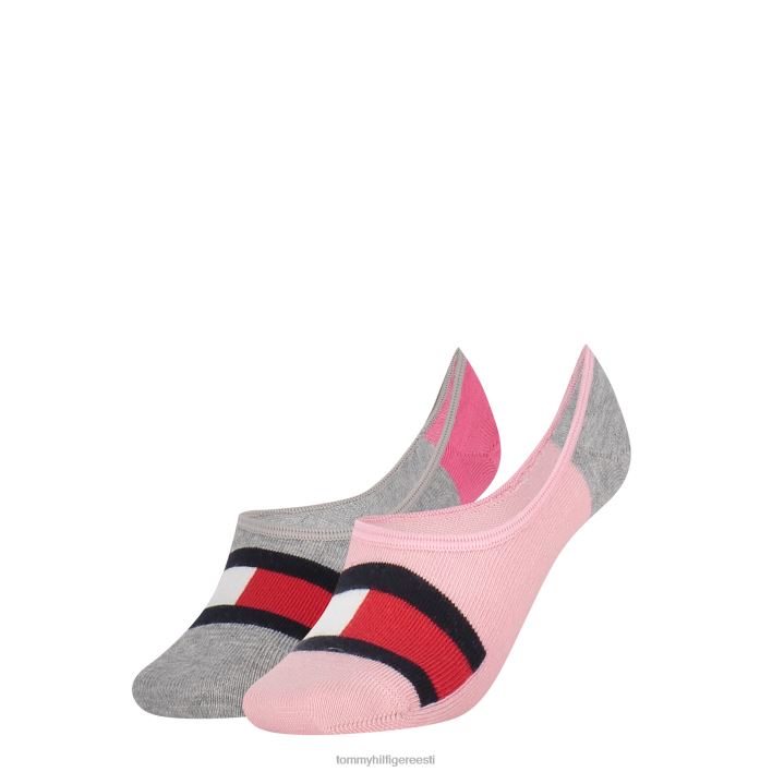 2-pakendis laste jalasokid RJV62171 roosa/helehall mela Tommy Hilfiger