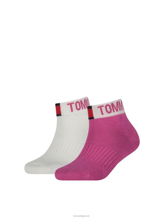 2-pakendis veerandpikkused laste spordisokid RJV62176 roosa kombo Tommy Hilfiger