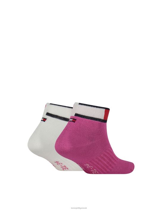 2-pakendis veerandpikkused laste spordisokid RJV62176 roosa kombo Tommy Hilfiger