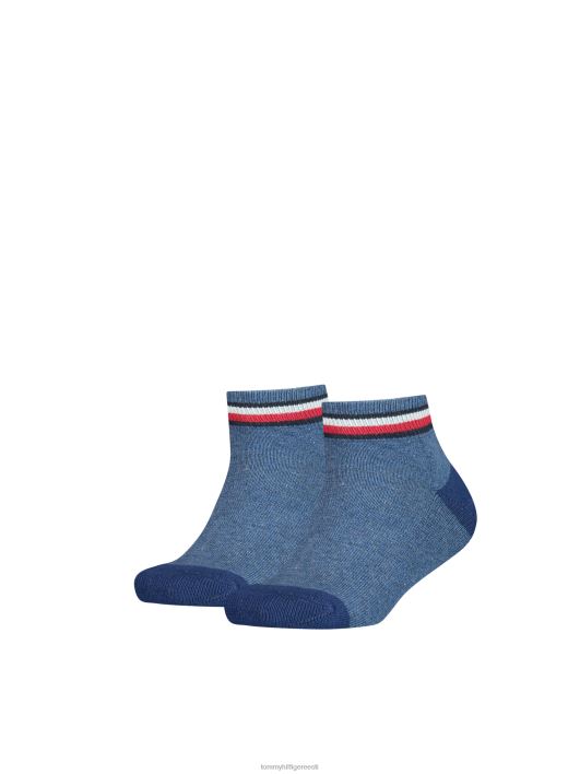 2-pakendis veerandpikkused laste spordisokid RJV62180 teksad Tommy Hilfiger