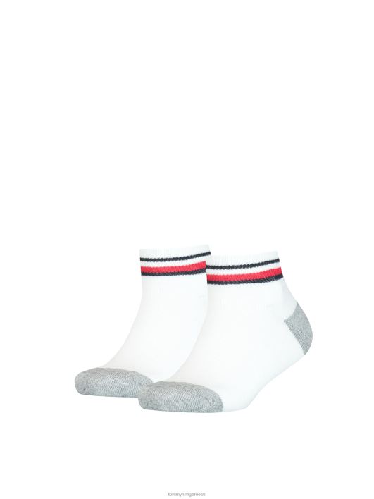 2-pakendis veerandpikkused laste spordisokid RJV62193 valge Tommy Hilfiger