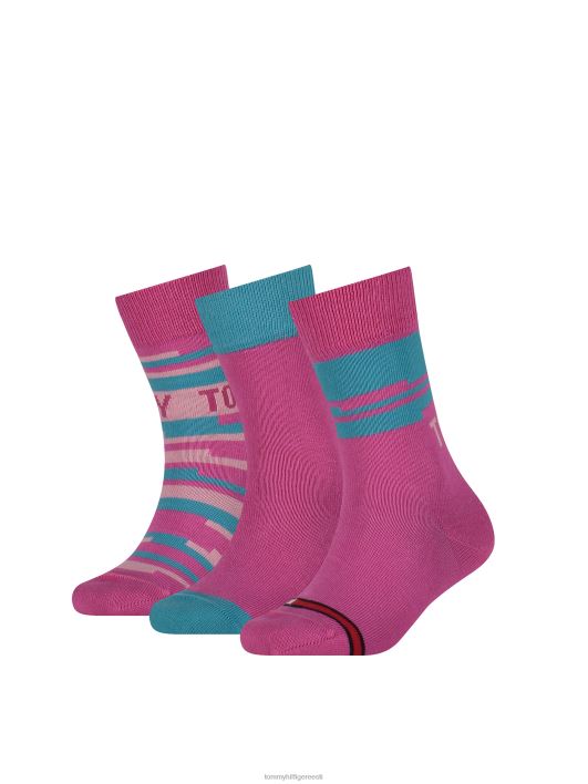 3-pakendis kinkekarbis laste sokid RJV62185 roosa Tommy Hilfiger