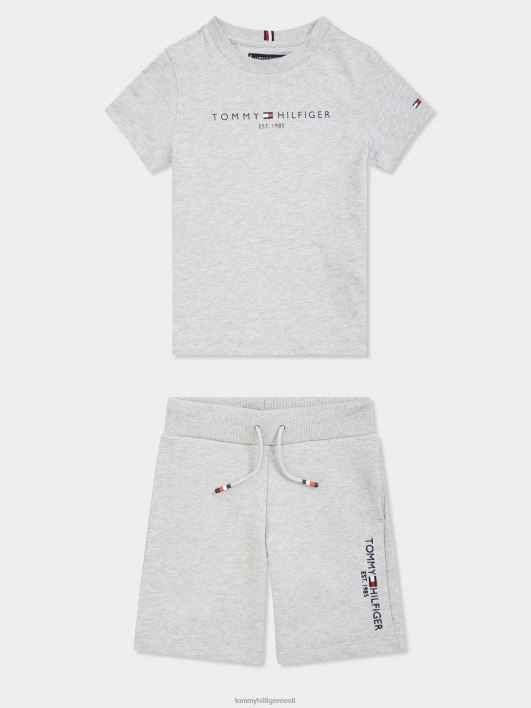 poistele 8-16 hädavajalikud lühikesed püksid ja triiksärgi komplekt RJV62140 helehall kanarbik Tommy Hilfiger