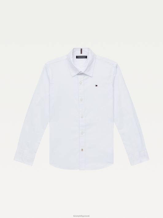 poiste 3-7 massiivne poplinsärk RJV62160 valge Tommy Hilfiger