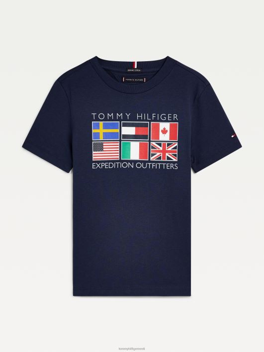 8-16 poiste helkur-ekspeditsiooni logoga T-särk RJV62320 hämar merevägi Tommy Hilfiger